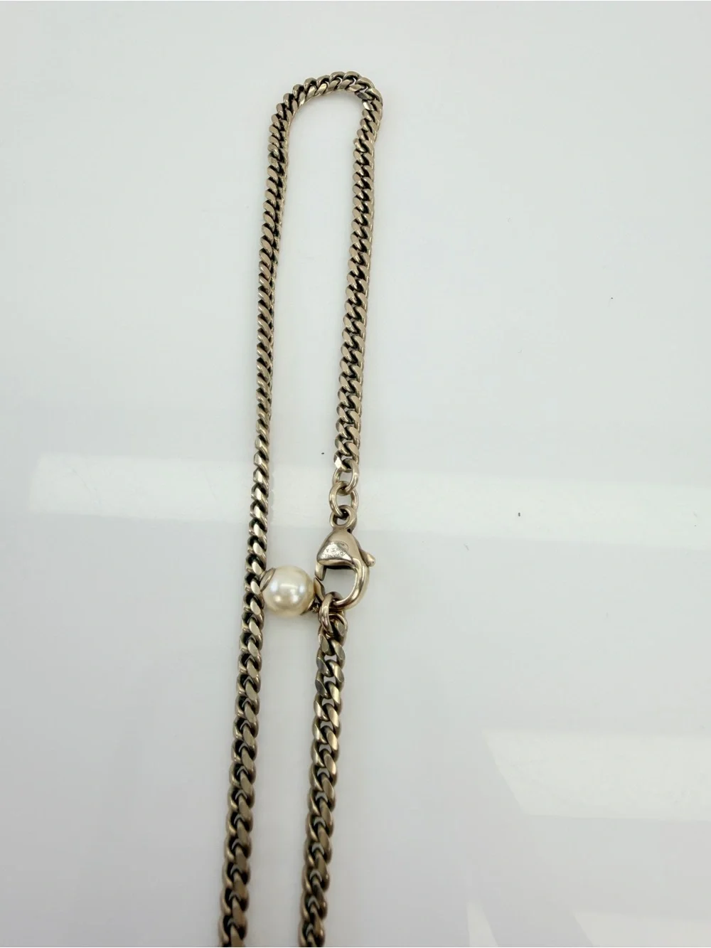 Chanel Classic Gold CC Iridescent Bead Pearl Dangle Chain Necklace